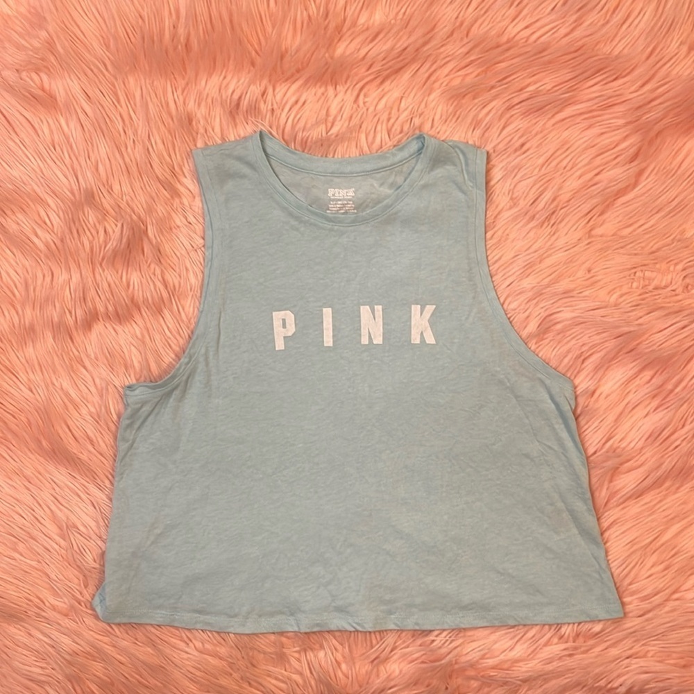 PINK Victoria’s Secret Light Blue Muscle Tee Size‎ Small
